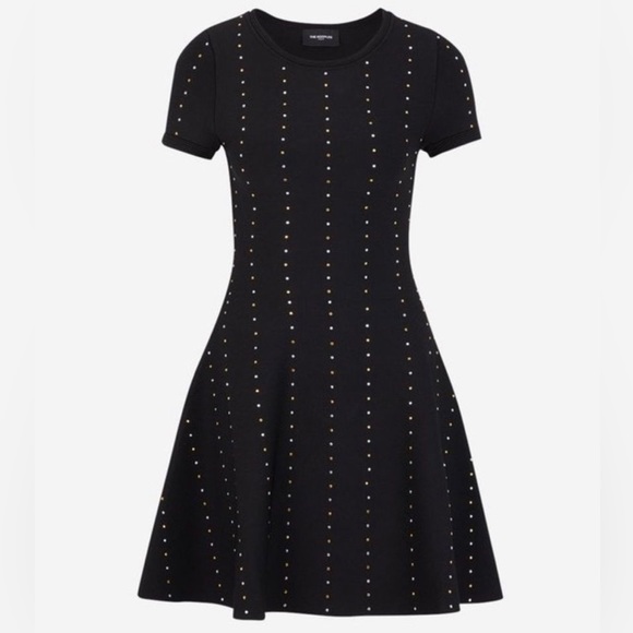 The Kooples Women’s Studded Knit Dress, Black with gold and silver studs -size 2 - Picture 4 of 11